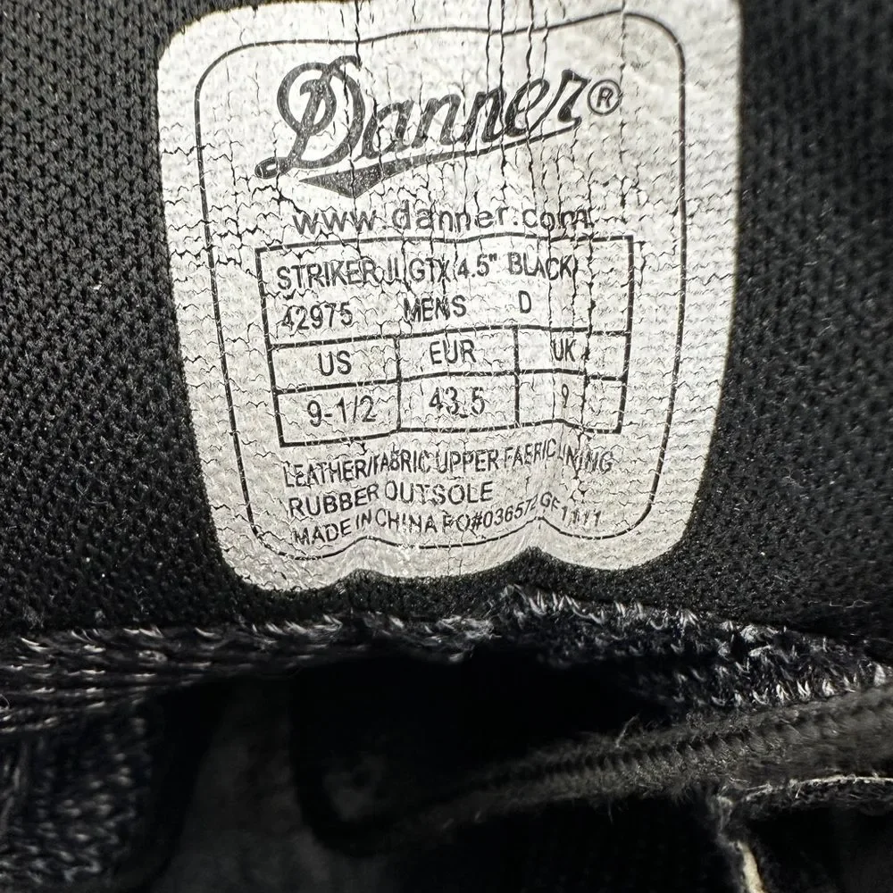 Danner Striker II GTX 4.5” Boots Men’s Size 9.5 D Black Gore-Tex